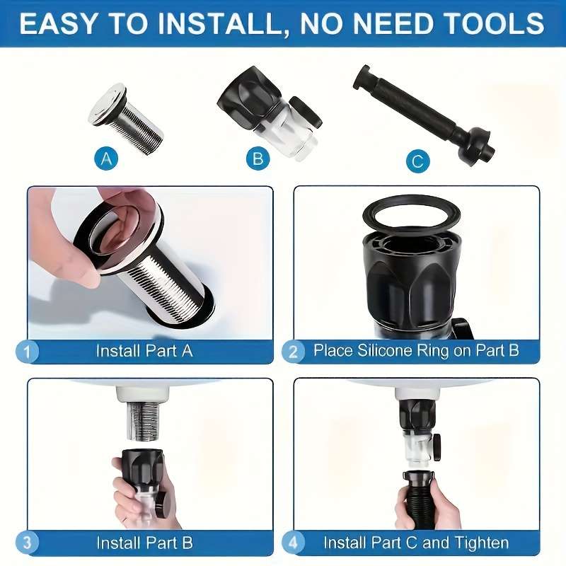 1pc FlexiDrain Stainless Steel ABS Sink Drain Pipe Flexible Space-Saving Design Tool-Free