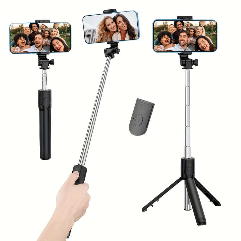 1pc Mobile Selfie Stick Retractable Tripod with Wireless Remote Compatible with iPhone and Android S
