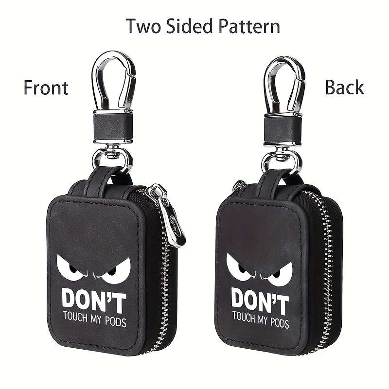1pc Fun "Hands Off My Pods" Text Earbud Carrying Case Small Size Compatible with AirPods Made of