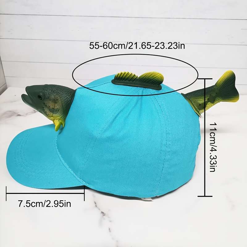 1pc Funky 3D Trout Fish Decor Baseball Cap Lightweight Polyester Sun Hat with Mesh Back PVC Coat