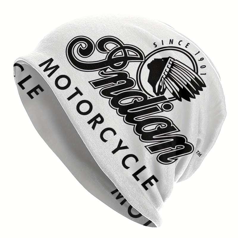 1pc Indian Motorcycles Beanie Hat Soft Thin Polyester Blend Funky Style Bonnet Cap with Log