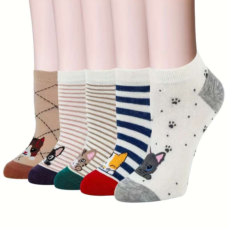 5 Pairs Mixed Colors One Size High Elastic Socks