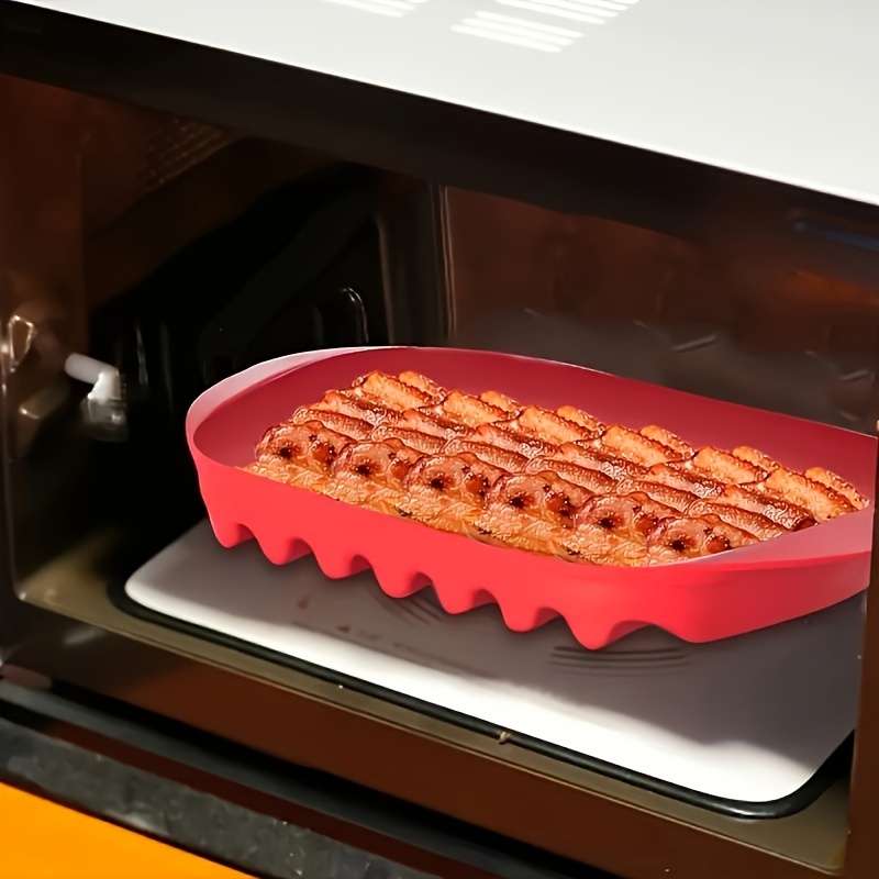 1set YUHUPHYLLIC Microwave Bacon Cooker with Lid PP Material Dishwasher Safe Splatter-Free B