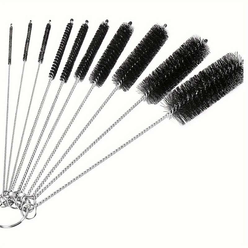 10-Piece Multi-Size Stainless Steel Brush Set for Narrow Space Cleaning Reusable Tube Brushes