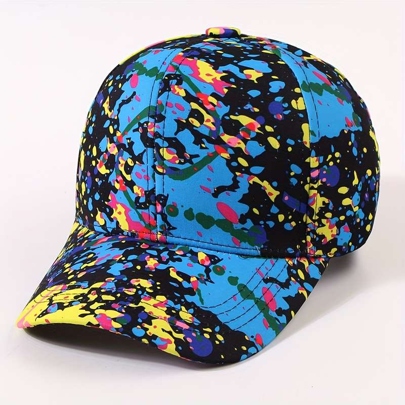 1pc Tie Dye Graffiti Baseball Cap Trendy Hip Hop Print Dad Hats Lightweight Adjustable Sports Hats