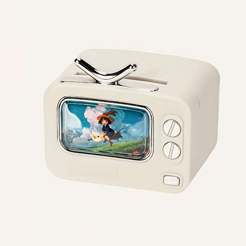 1-Pack Retro TV Design Automatic Pop-Up Toothpick Dispenser Push-Type Portable Plastic Holder