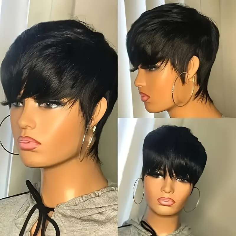 1Pc Black 15.24cm Fashion Design Wig