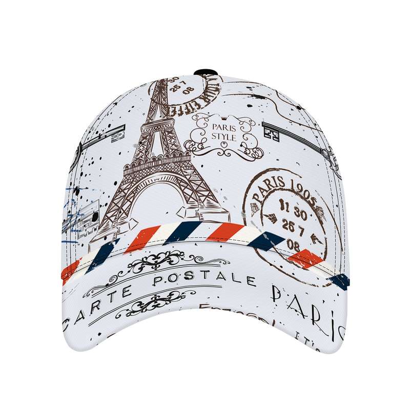 1pc Lightweight Quick-Dry Baseball Cap with Eiffel Tower Postmark Design Sporty Polyester Runni