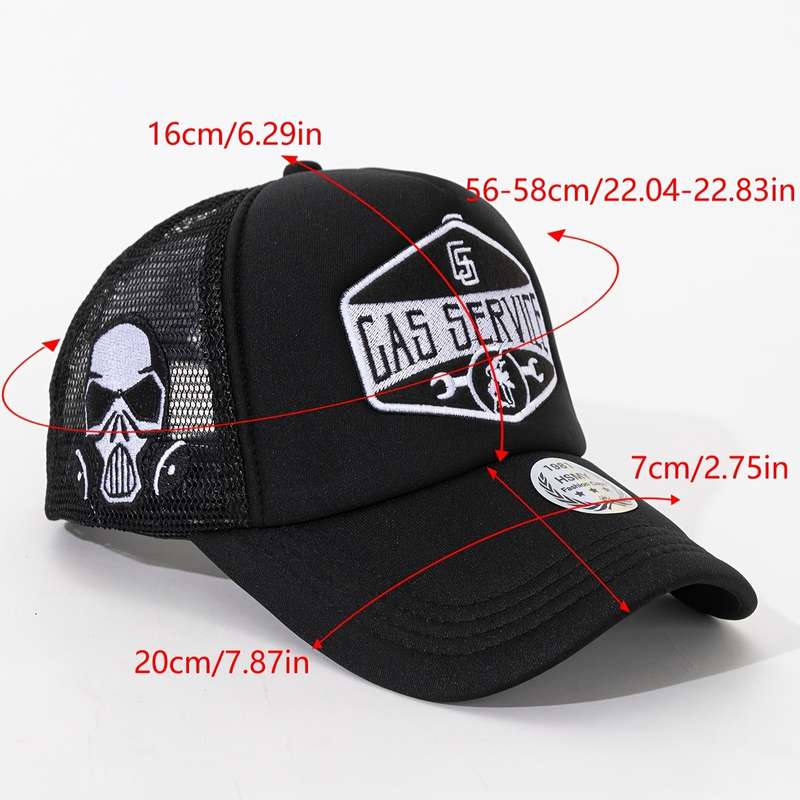 1pc "GAS SERVICE" Embroidered Logo Trucker Cap with Breathable Mesh Back a Casual Sunshade Hat for