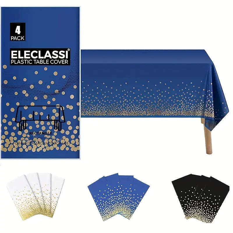 4 Pack Elegant Polka Dot Plastic Tablecloth Disposable Tablecloth