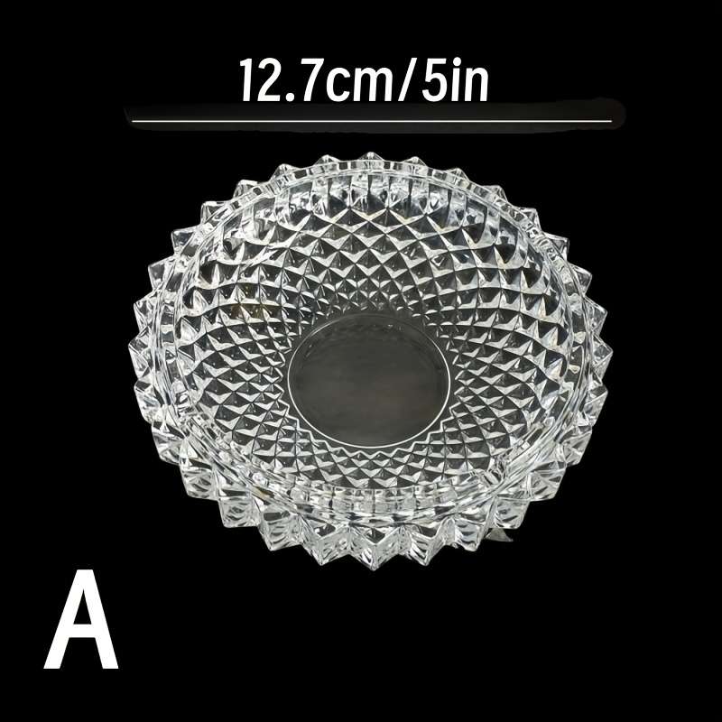 1pc Elegant Mesh Texture Crystal Ashtray Heavy-Duty Glass Cigarette Holder with Intricate Geometr