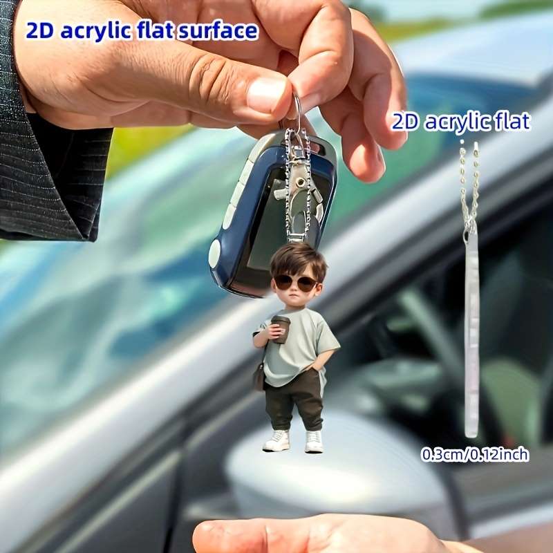 1pc 2D Flat   Cool Glasses Boy Acrylic Car Pendant  Design Multi-Functional Decorativ