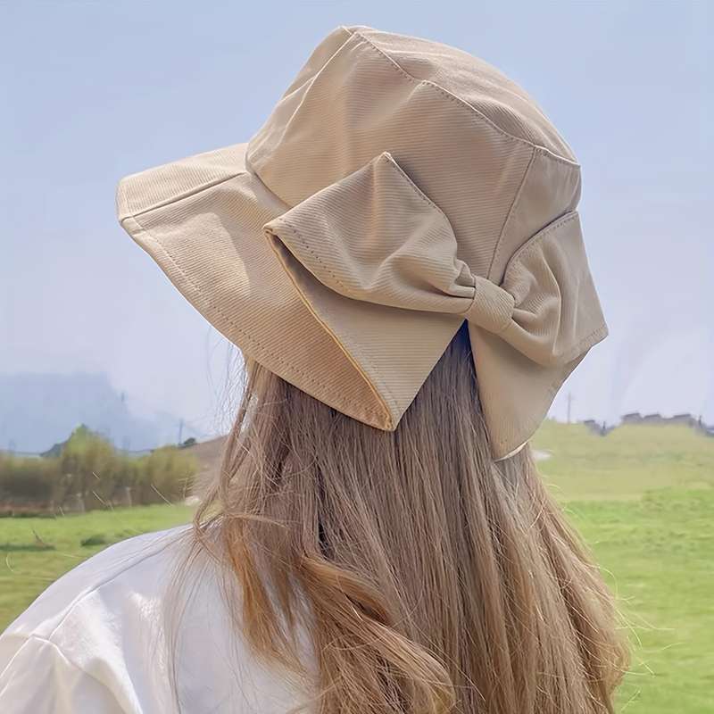 1pc New Style All-match Fisherman Hat with Back Split Sun Protection Bowknot Fashion Casual Sun Hat
