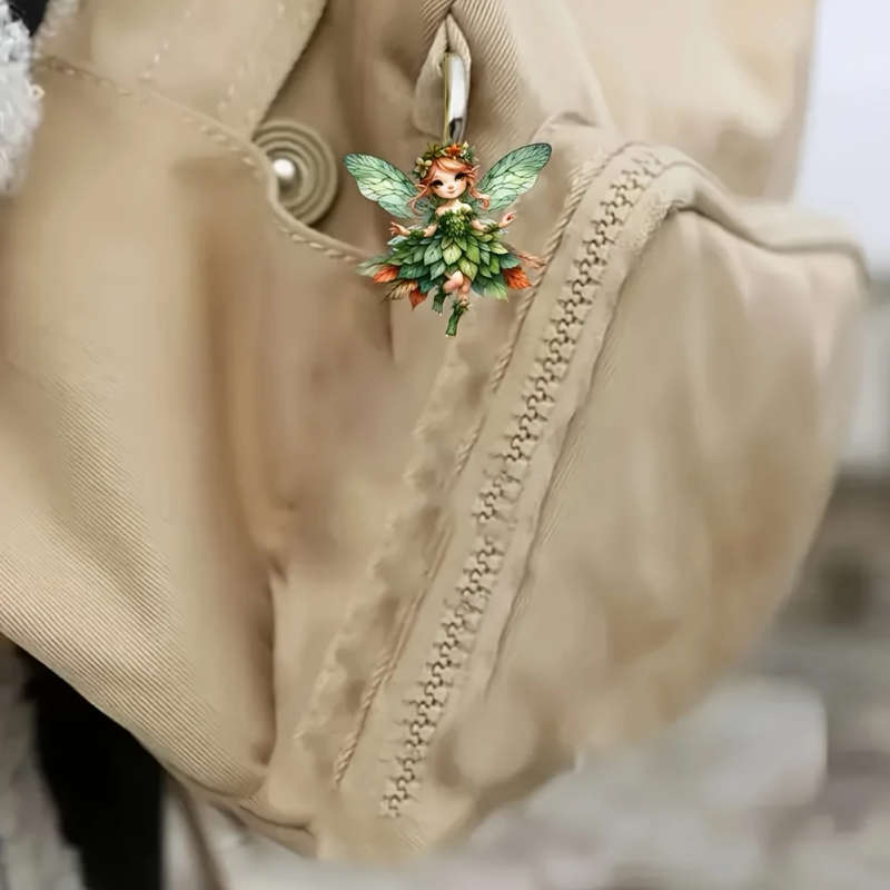 1pc Whimsical Flower Fairy Acrylic Pendant Necklace Vibrant 2D Decor for Car Rearview Mirror Bags Ke
