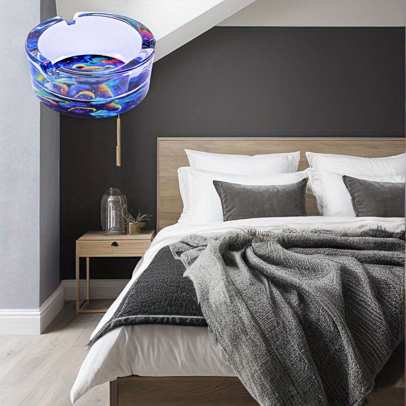 1pc Charming Cartoon Flower Glass Ashtray 85mm Round Perfect for Home Gifts