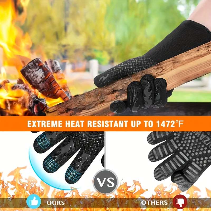 1pc Silicone BBQ Gloves 1472F Non-Slip Grill Gloves Kitchen Cooking Gloves for Grilling Bak