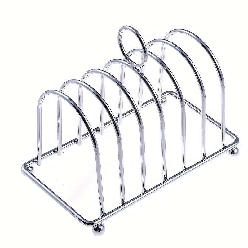 1pc Practical Stainless Steel Bread Rack For Dining Room Household Bread Rack 6-slice Food Disp