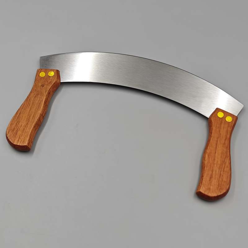1pc Artisan Stainless Steel Pizza Cutter with Wooden Handles Curved Blade for Effortless Doug