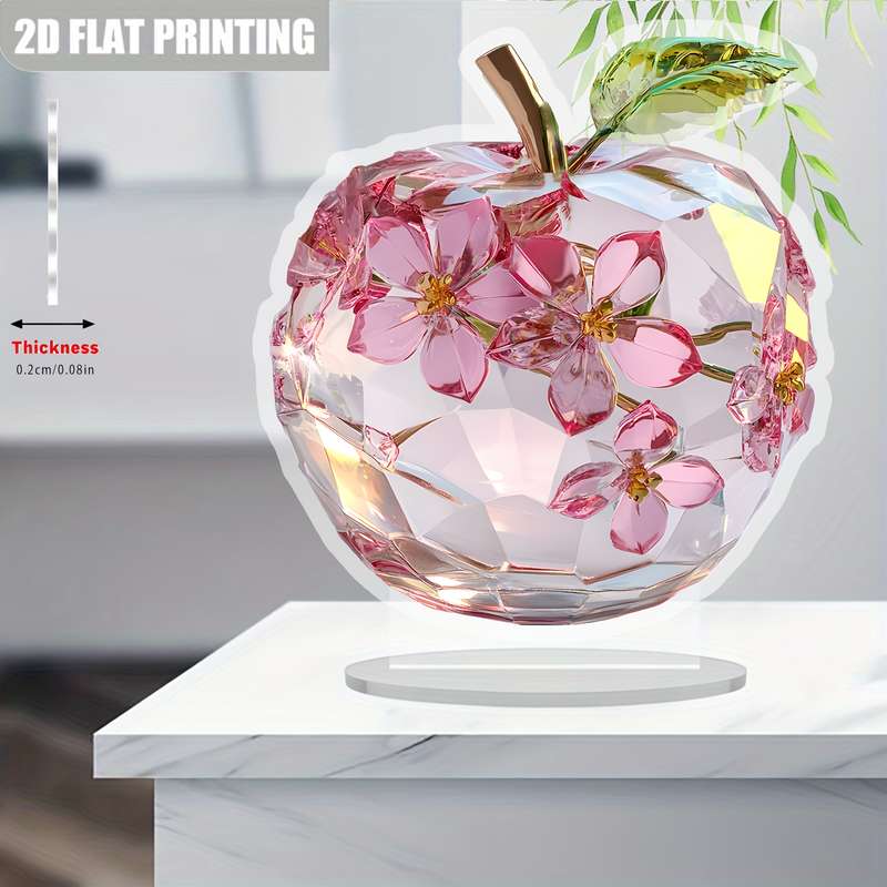 1pc 2D Flat  Printing  Printing One Apple Shape Crystal Sun Catcher Desktop Decoration Decor