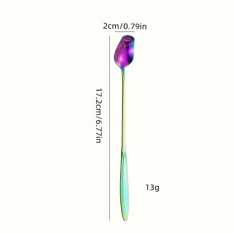 8pcs High-Quality Stainless Steel Rose Flower Spoon Fashionable Design 6.77-inch Long Handle