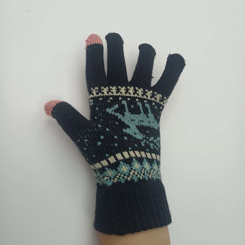 1 Pair Acrylic Items Black Warm Gloves
