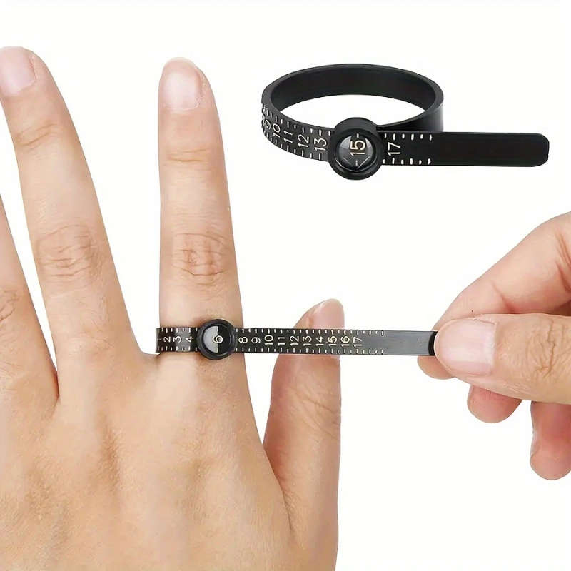 1pc Magnifying Caliper Ring Sizer PVC Durable Measuring Tool with Built-in Magnifier Uncharged Preci