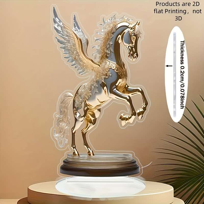 1pc 2D Flat   Acrylic Horse with Wings Decoration Fashionable Animal Theme Design Suitabl