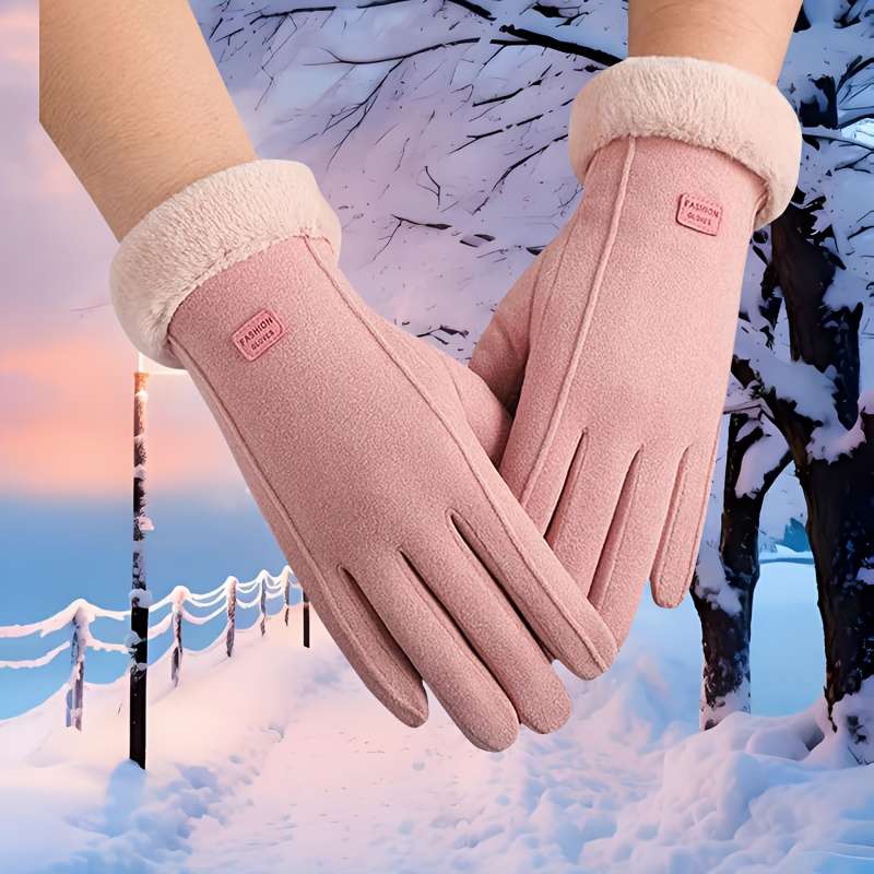 1 Pair Grey Warm Gloves