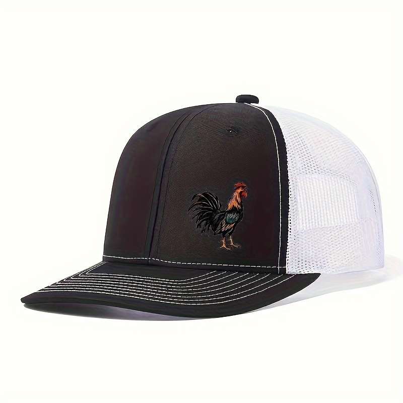 1pc Breathable Mesh Baseball Cap with Vibrant Rooster Print Adjustable Snapback Perfect for Casu