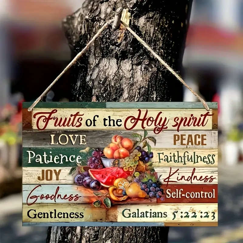 1pc Classic Wooden Inspirational Fruit Theme Wall Art 19.81cmx12.7cm Framed Oil Painting with Uplift