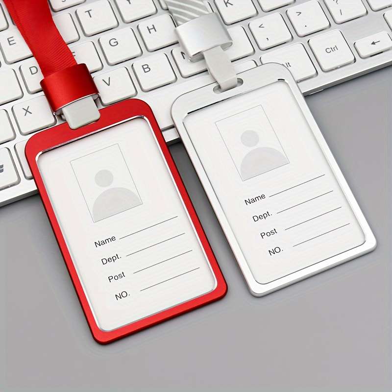 1pc A Vertical Aluminum Card Holder In Golden Color Suitable For Employee ID Cards Student Cards