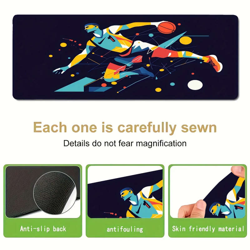 1pc 30x60cm Basketball Player Dynamic Illustration Gaming Mouse Pad Non-Slip Waterproof Washable