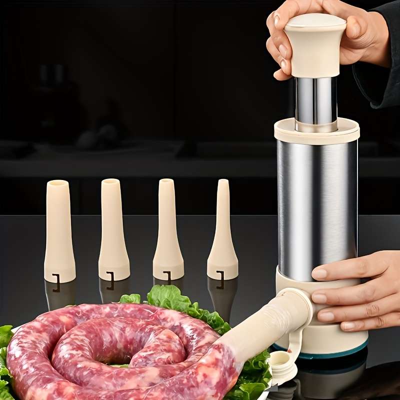 Manual Sausage Maker Stainless Steel Hand Push Press Homemade Sausage Bacon Tool Kitchen