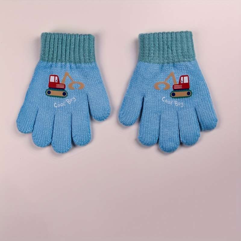 1 Pair Orange Thick Style Size 1 To 5 Years Old Warm Gloves