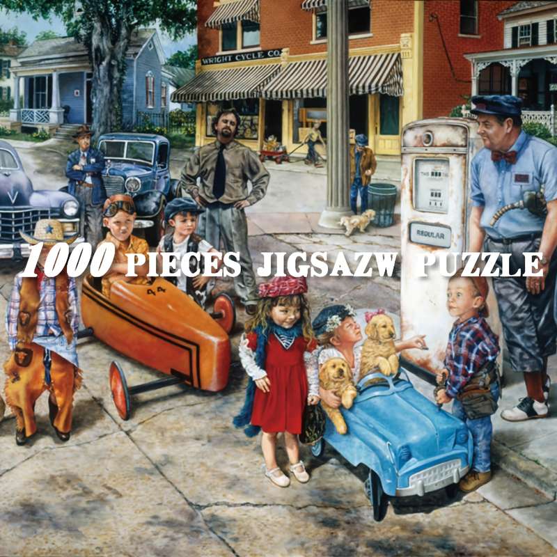 1000pcs Jigsaw Puzzle Whimsical Toy Cars Art Scene Detailed Paper Puzzle for Adult
