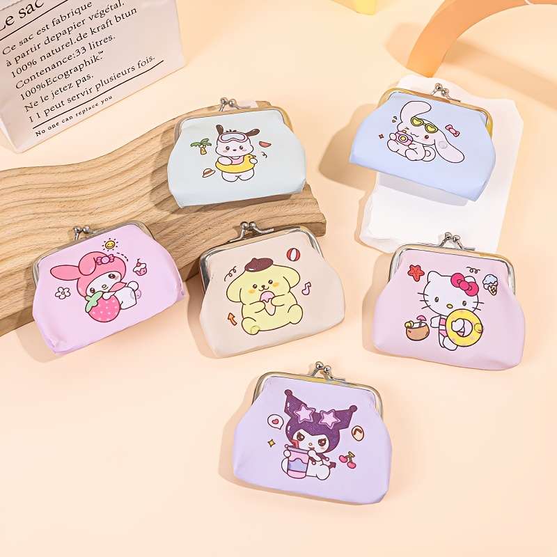 1pc Compact Sanrio Bag Easy to Carry Kitty Kuromi Wallet Fun Coin Pouch Cute Storage Bag Coin C