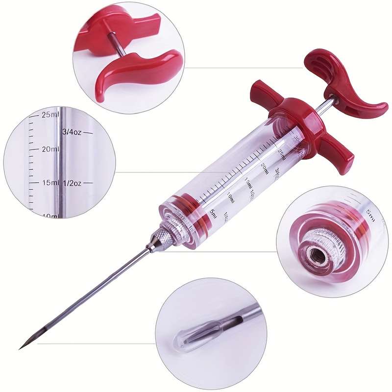 5pcs Meat Marinade Injector Set Quick Meat Marinating Tool Stainless Steel Needle Turkey Meat