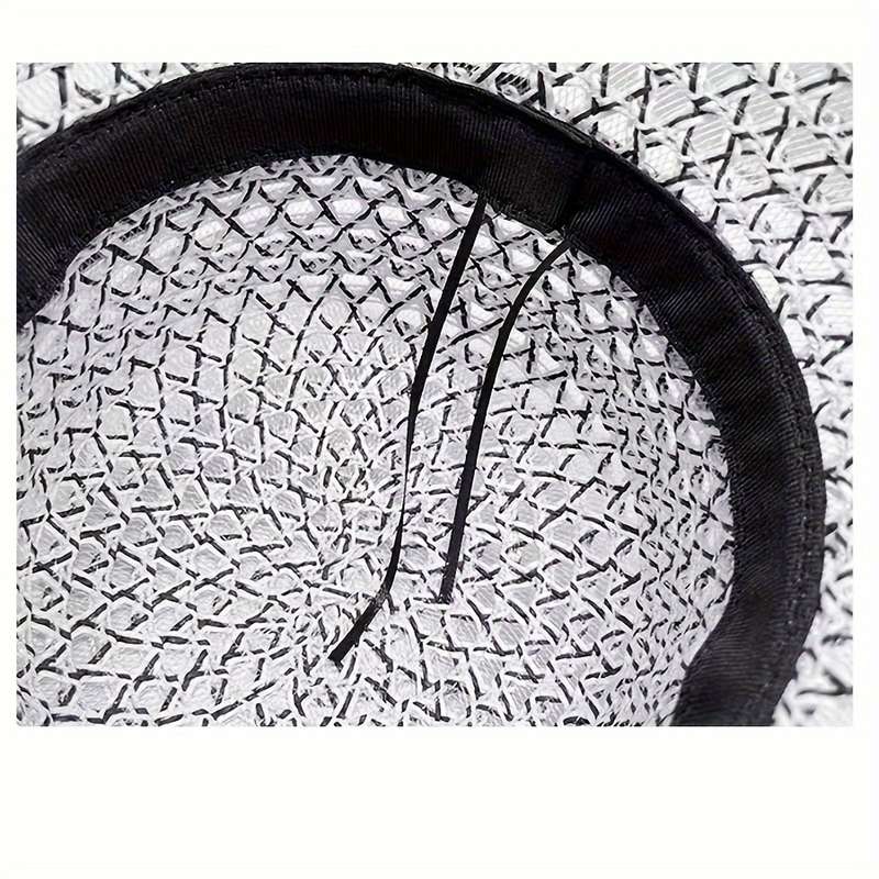 1pc Summer Breathable Weave Bucket Hat 100% Polyester with Elastic Band Sun Protection Lightweigh