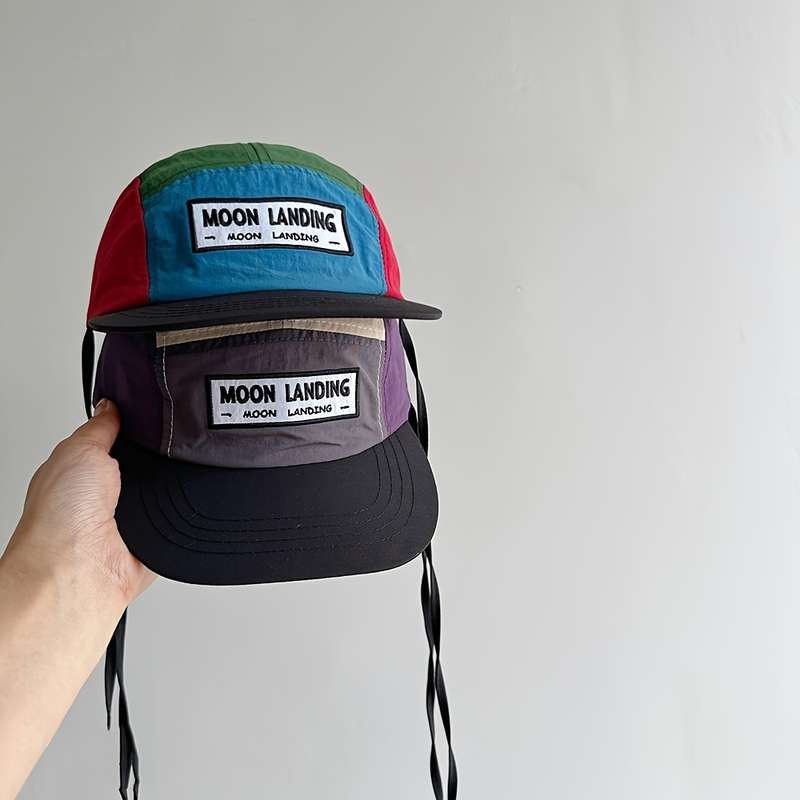 1pc Adjustable Breathable Moonscape Design Baseball Cap Wide Brim Colorful Patchwork Hand Was