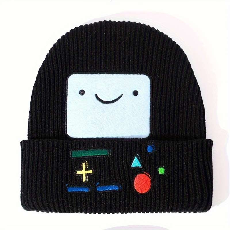 1pc Robot Adventure Treasure Embroidered Beanie Unisex Brimless Knitted Hat Casual Warm Cold Ha