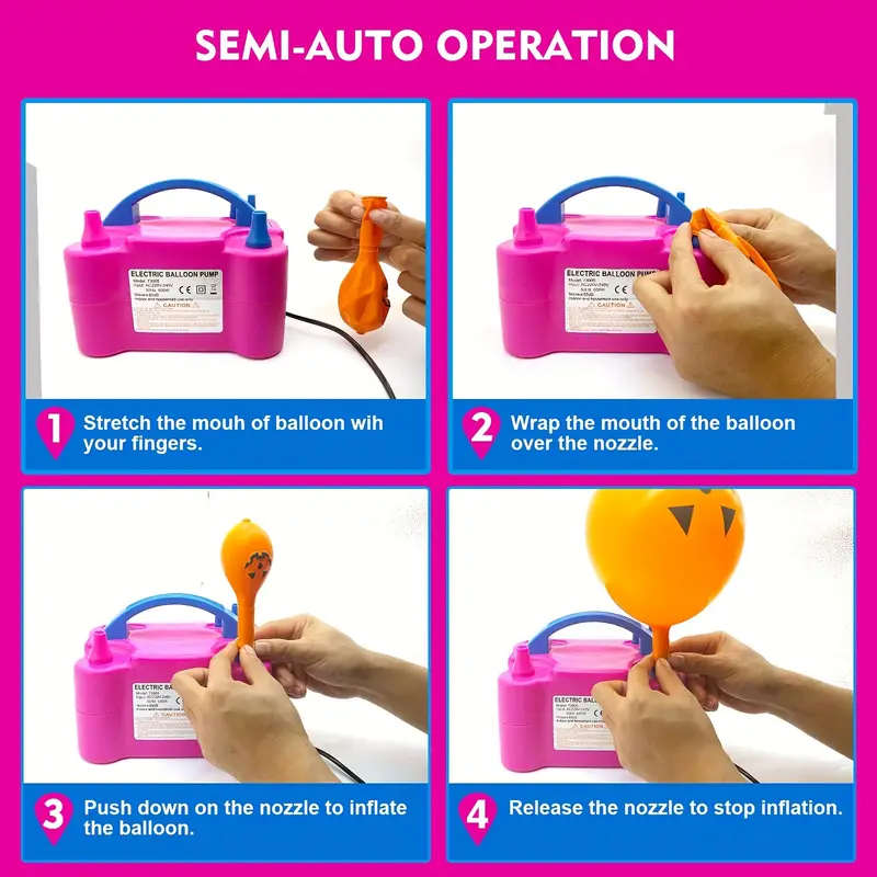 Electric Balloon Pump, Portable Dual Nozzle Inflator, 600W Balloon Blower Machine for Party Decorati