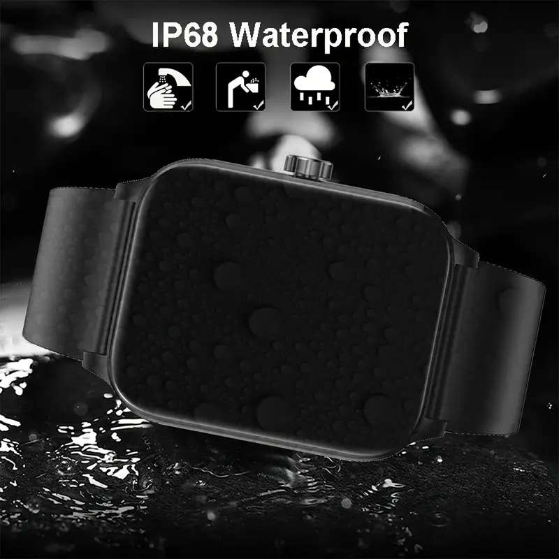 Men'S Smart Watch 4.7cm HD Full Touch Screen USB Rechargeable Silicone Strap Sports Style Pedometer