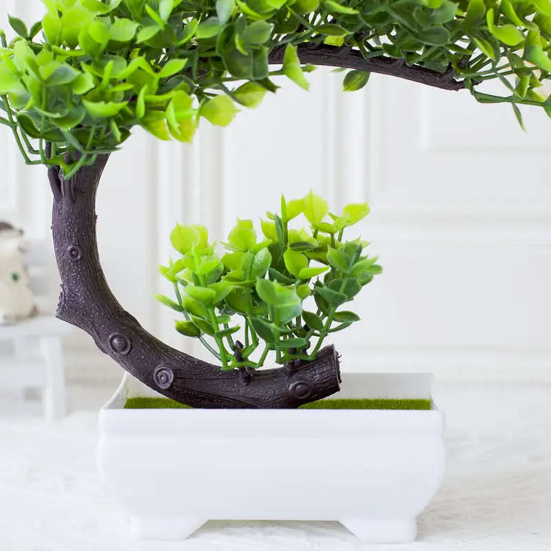 1pc Charming Faux Eucalyptus Bonsai with White Pot Perfect for Home Office Decor