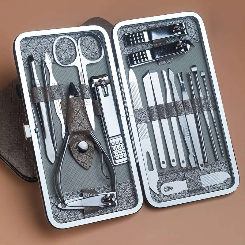 19pcs Golden Nail Tools Fitting Nail Shape Easy Trimming Nail Clippers Nail Scissors Set Special Tri