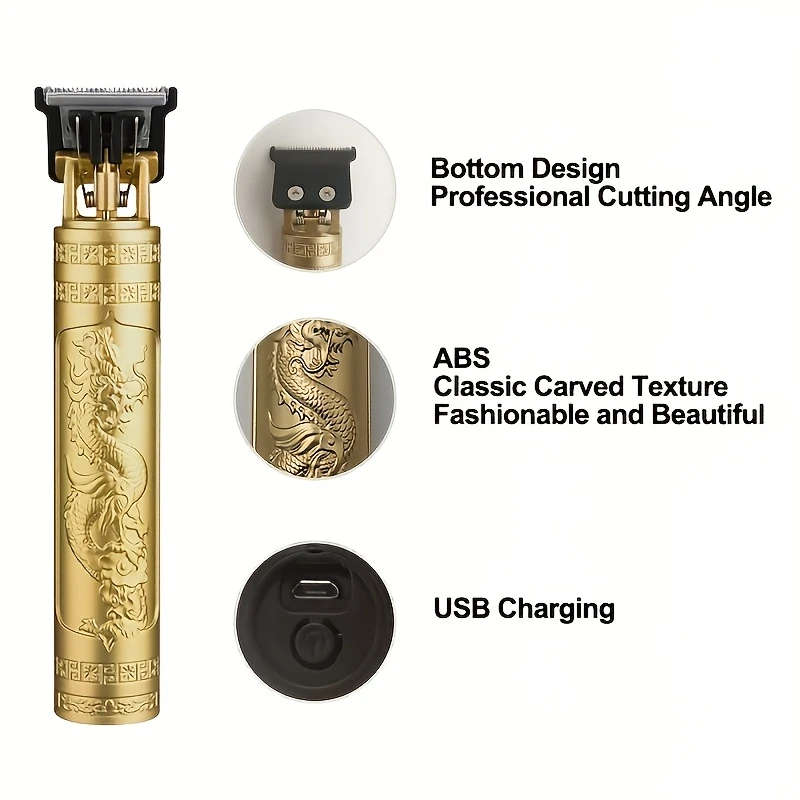 1pc Professional Hair Clippers And Beard Trimmer Set Cordless USB Rechargeable Electric Haircut Kit
