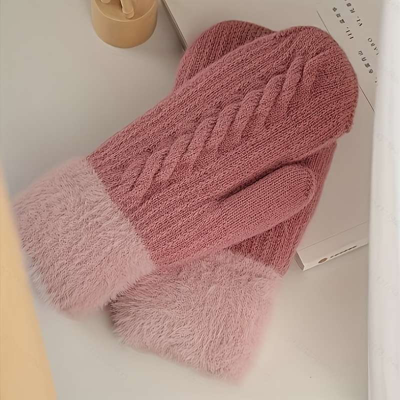 1 Pair Khaki Warm Gloves