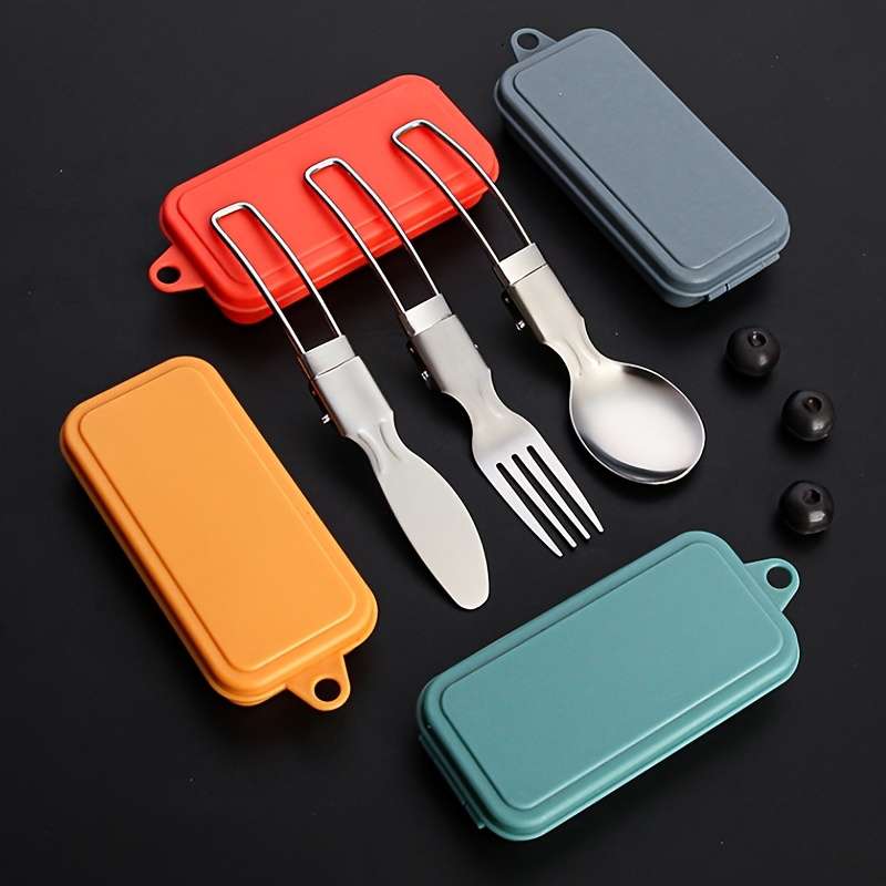 3pcs Stainless Steel Cutlery Set Portable Spoon Fork and Knife Polished Finish Compact and