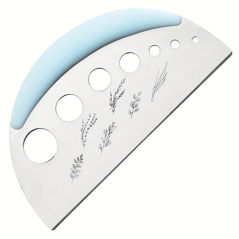 1pc Stainless Steel Herb Stripper 7-Hole Manual Kitchen Cutter with Safety Cover Round Blade for