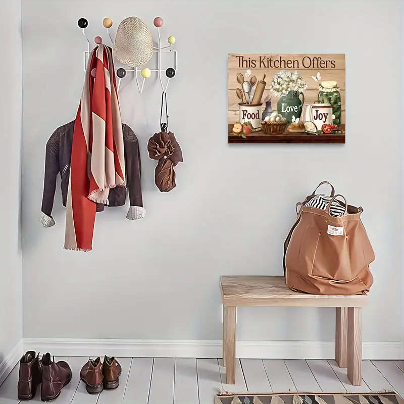 1pc Rustic Farmhouse Kitchen Wall Art Wooden Framed Canvas Print with Animal Design Perfect for Livi