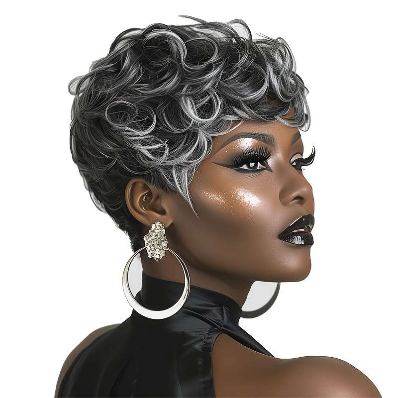 1Pc Black 25.4cm Fashion Design Wig